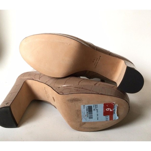 KATE SPADE Barrett Snake Print Round Toe Platform Leather Booties Beige (Size 6) - Picture 12 of 12